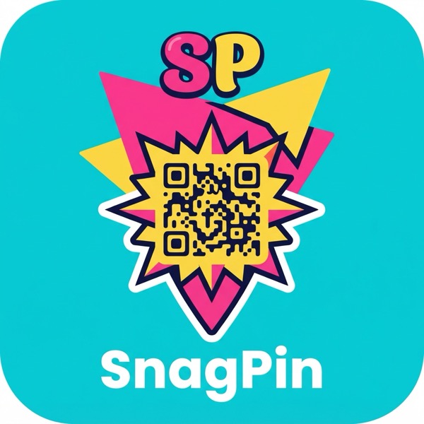 SnagPin app icon: a QR code bursting from a colourful star